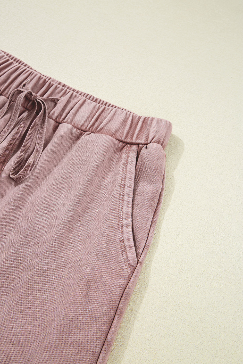 Vineyard Green Mineral Wash Tiered Wide Leg Patchwork Drawstring Pants