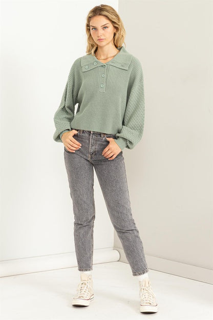 Instant Winner Wide Collar Button Front Sweater