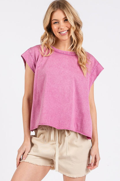 Mittoshop Round Neck Cap Sleeve T-Shirt