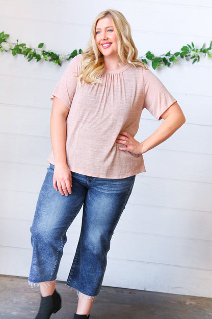 Mauve Tie Back Crinkle Floral Top