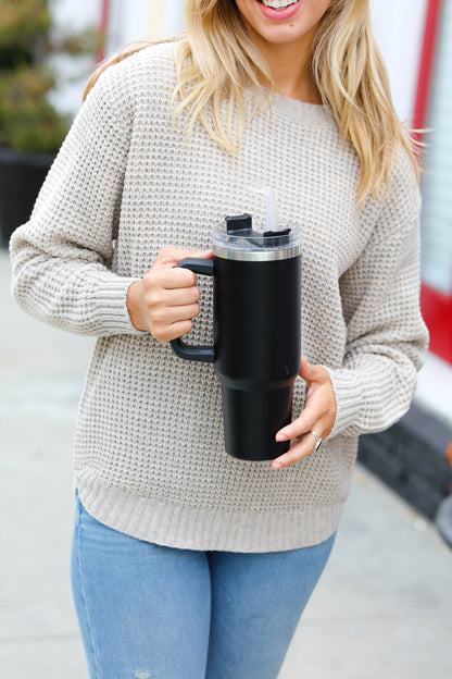 Black Insulated 38oz. Tumbler with Straw