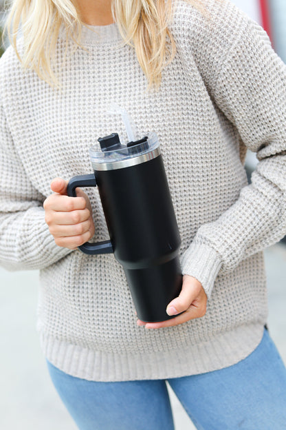 Black Insulated 38oz. Tumbler with Straw