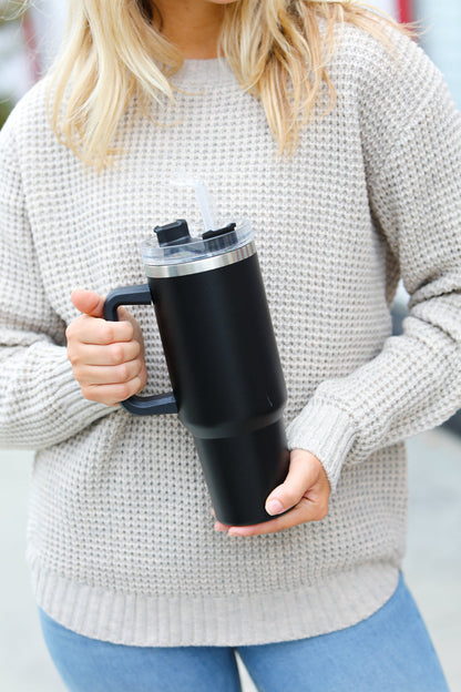 Black Insulated 38oz. Tumbler with Straw