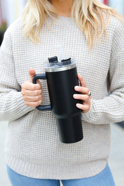 Black Insulated 38oz. Tumbler with Straw