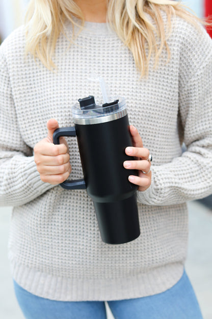 Black Insulated 38oz. Tumbler with Straw