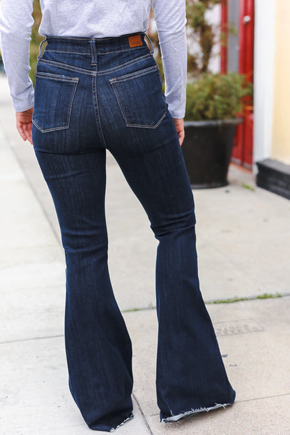 Judy Blue Dark Wash Raw Hem Jeans