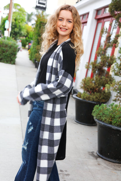 Get To Know You Black Buffalo Plaid Hacci Cardigan