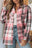 Pink Long Sleeve Collared Button Up Flannel Shirt