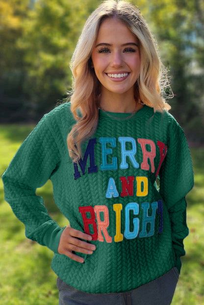 White Merry and Bright Quilted Sweatshirt