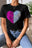 Black Valentine Two Tone Sequin Heart Graphic Tee