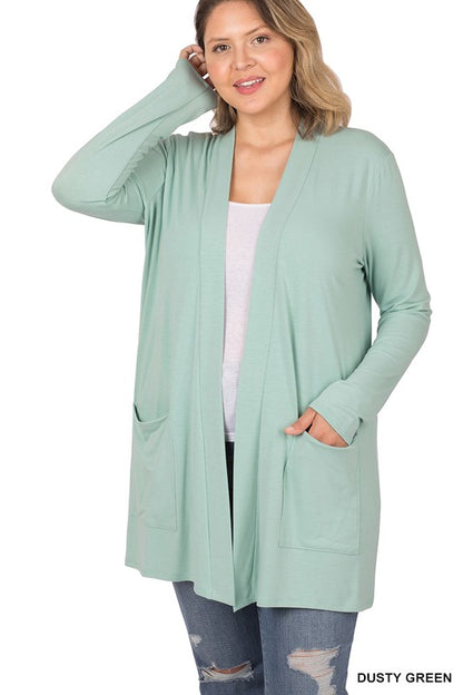 PLUS SLOUCHY POCKET OPEN CARDIGAN