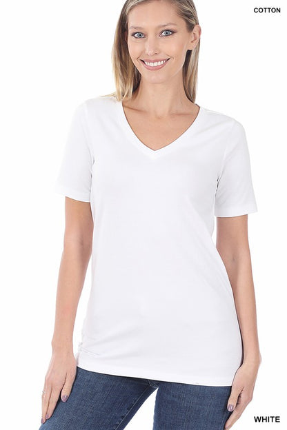 COTTON V-NECK SHORT SLEEVE T-SHIRTS