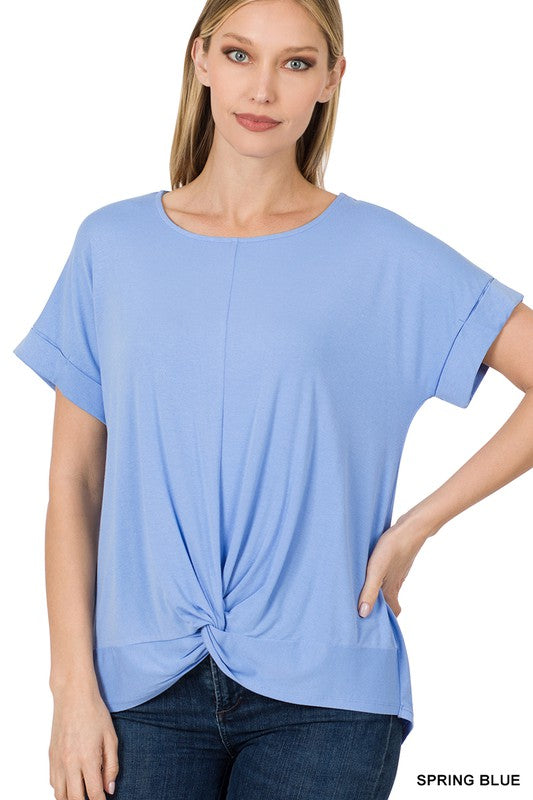 RAYON SPAN CREPE KNOT-FRONT TOP