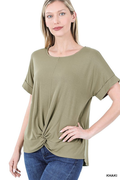 RAYON SPAN CREPE KNOT-FRONT TOP