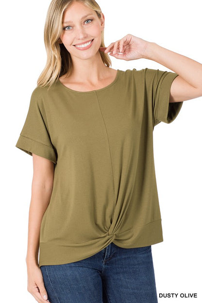 RAYON SPAN CREPE KNOT-FRONT TOP