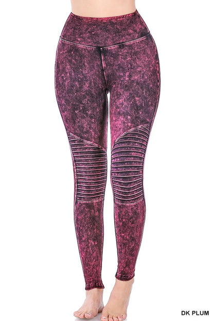 MINERAL WASHED WIDE WAISTBAND MOTO LEGGINGS