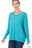 HI-LOW GARMENT DYED V-NECK FRONT SEAM SWEATER