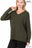 HI-LOW GARMENT DYED V-NECK FRONT SEAM SWEATER