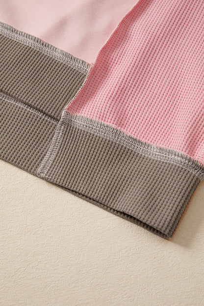 Wild Wind Colorblock Waffle Patchwork Oversize Sweatshirt