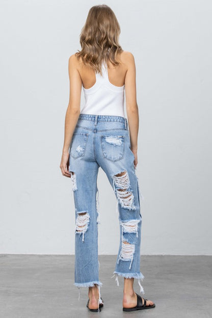 HEAVY DESTROYED STRAIGHT JEANS