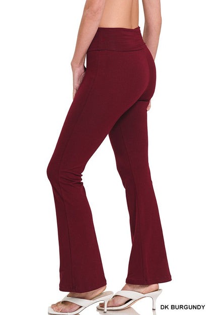 PREMIUM COTTON FOLD OVER YOGA FLARE PANTS