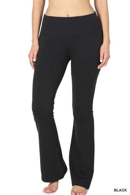 PREMIUM COTTON FOLD OVER YOGA FLARE PANTS