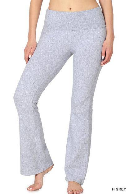 PREMIUM COTTON FOLD OVER YOGA FLARE PANTS