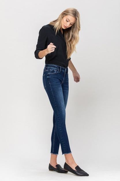 MID RISE RAW HEM CROP SKINNY