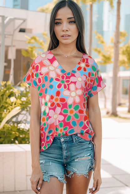 Floral Embroidered Flutter Sleeve Tank Top