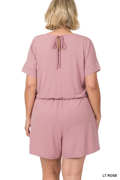 PLUS ROMPER WITH ELASTIC WAIST & BACK