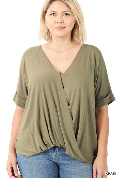 PLUS RAYON SPAN CREPE LAYERED-LOOK TOP