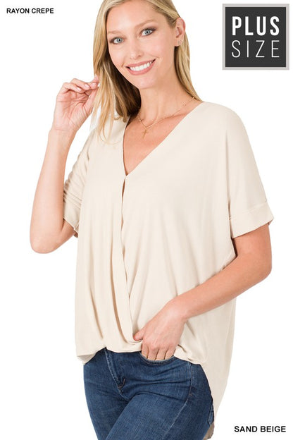 PLUS RAYON SPAN CREPE LAYERED-LOOK TOP