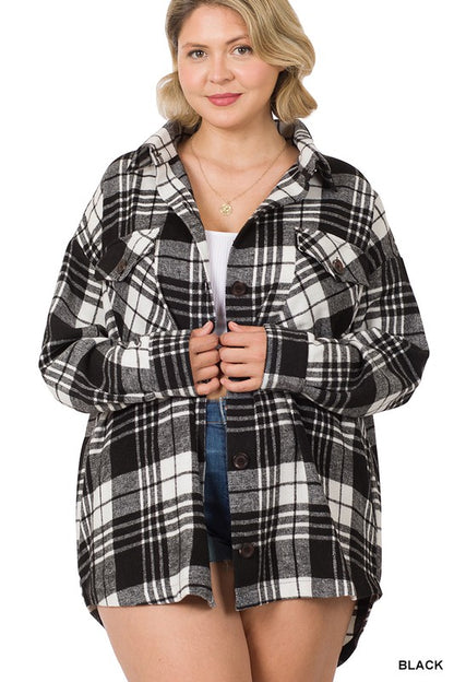 PLUS OVERSIZED YARN DYED PLAID SHACKET