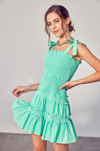 SMOCKED TIERED DRESS