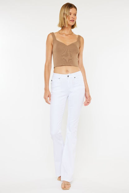 MID RISE WHITE FLARE JEANS-KC6102WT-OP