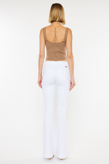 MID RISE WHITE FLARE JEANS-KC6102WT-OP