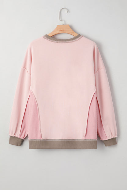 Wild Wind Colorblock Waffle Patchwork Oversize Sweatshirt