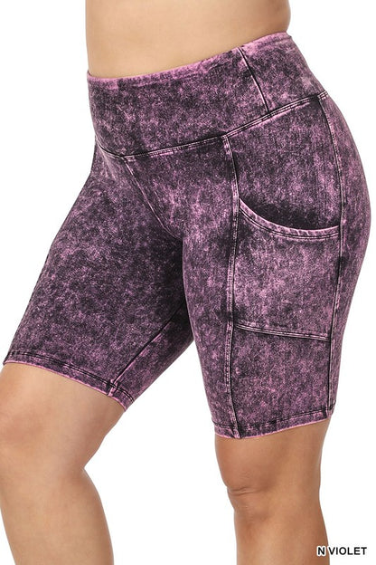 PLUS MINERAL WASH WIDE WAISTBAND POCKET LEGGINGS