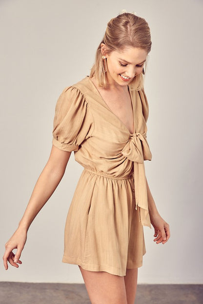 DEEP V-NECK FRONT TIE ROMPER