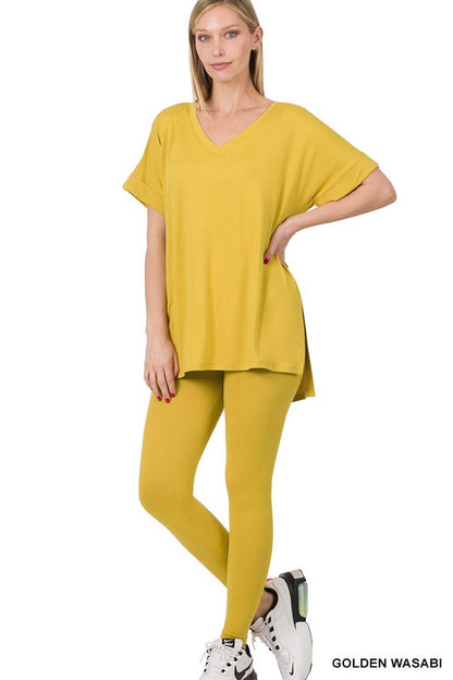 BRUSHED DTY MICROFIBER LOUNGEWEAR SET