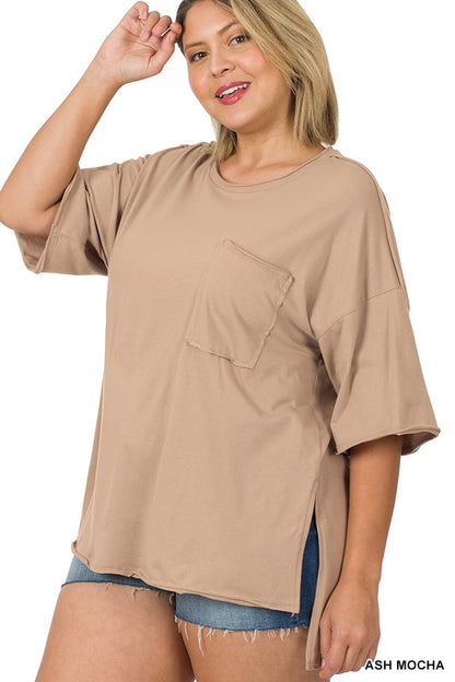 Plus Row Edge High-Low Hem Box Top