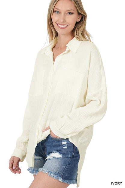 OVERSIZED RAW EDGE SHIRT