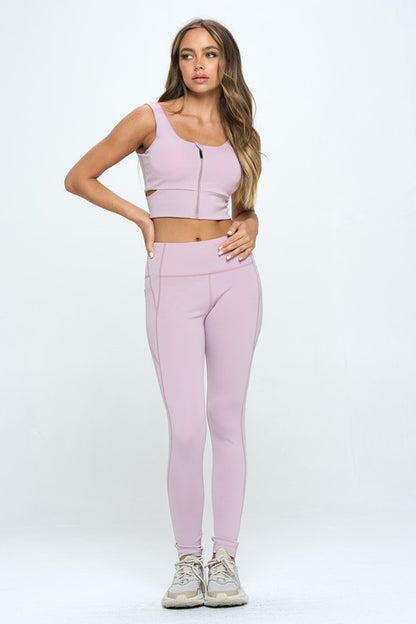 Zip Up Crop Sports Tank Top Set