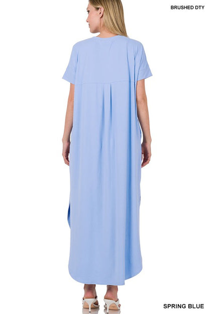 BRUSHED DTY SHORT SLEEVE MAXI DRESS