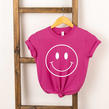 Smiley Face Outline Youth Short Sleeve Graphic Tee