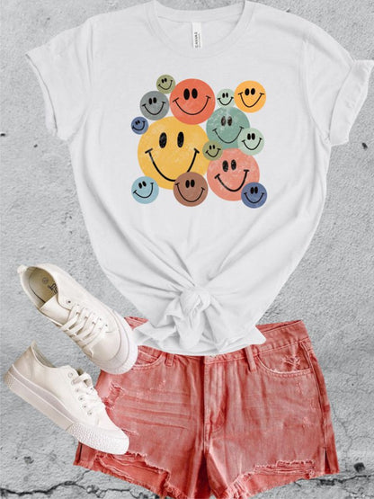 Come On Get Happy Colorful Smiley Face Tee