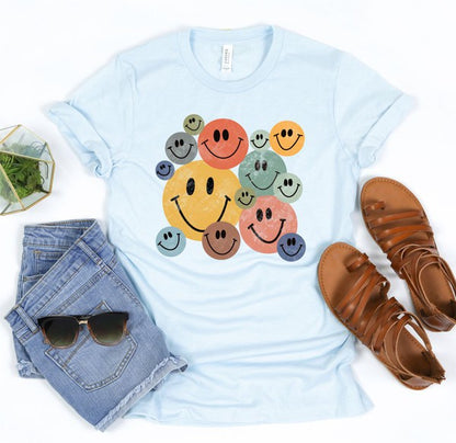 Come On Get Happy Colorful Smiley Face Tee