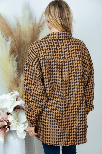 Long Sleeve Houndstooth Woven Jacket