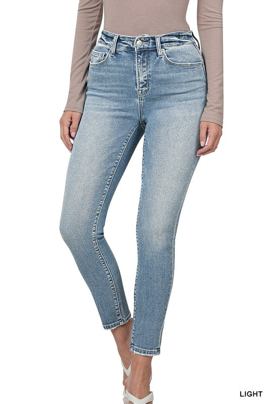 HIGH RISE ANKLE SKINNY DENIM PANTS