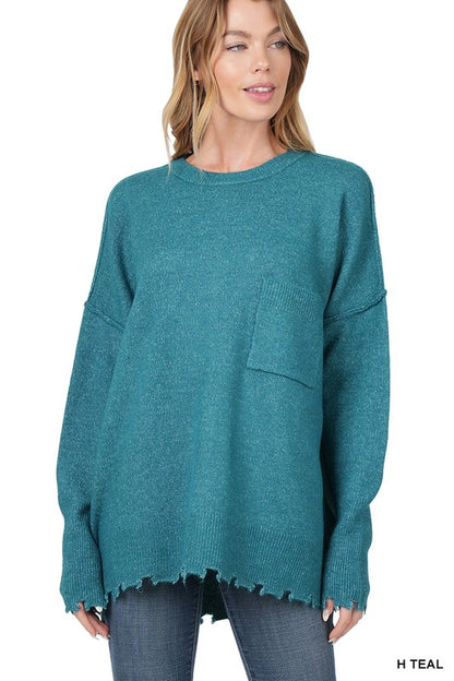 DISTRESSED MELANGE OVERSIZED SWEATER